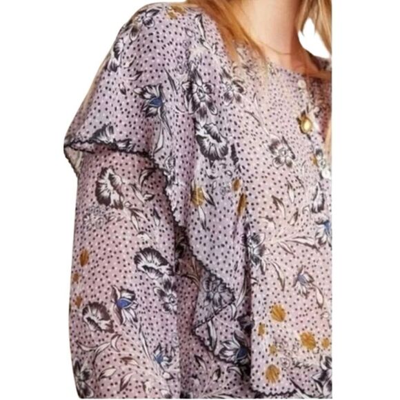 Anthropologie Dolan Floral Ruffle Blouse - Picture 2 of 11